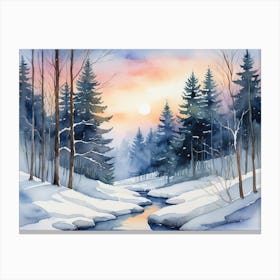 Winter Landscape Painting Canvas Print