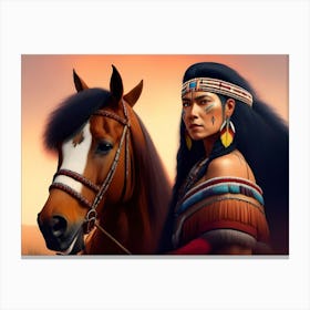 Brave With Horse Canvas Print