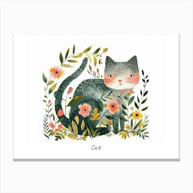 Little Floral Cat 6 Poster Canvas Print