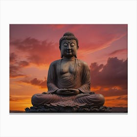 Buddha Statue At Sunset 2 Canvas Print