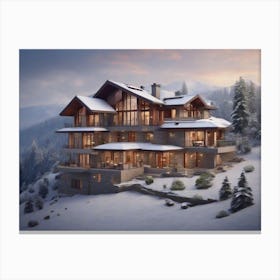 Snowy Mountain House 1 Canvas Print