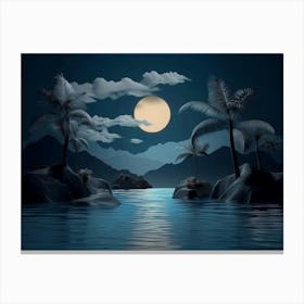 Full Moon Over Water Canvas Print