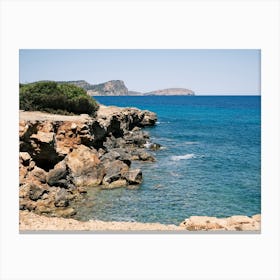 Rocky blue Coast // Ibiza Nature & Travel Photography Canvas Print