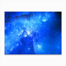 Blue Nebula - space neon poster, synthwave poster Canvas Print