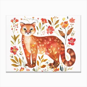 Little Floral Cougar 1 Canvas Print
