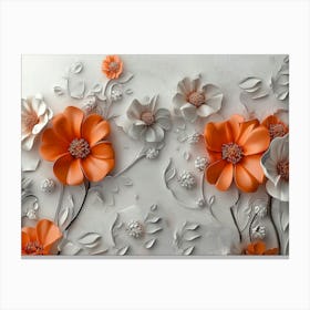 Orange Flowers On A White Wall Canvas Print