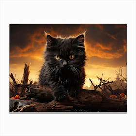 Black Cat In The Woods Canvas Print