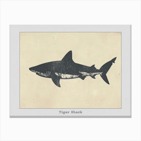 Tiger Shark Grey Silhouette 7 Poster Canvas Print