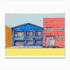 Blue And Yellow Buildings Canvas Print