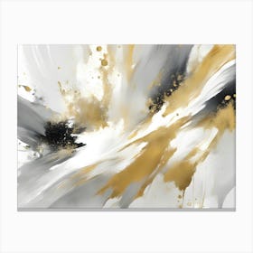 Gold And Black Grey White Abstract Painting Splatters Marble Canvas Print