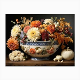 Autumn Flowers In A Bowl Canvas Print