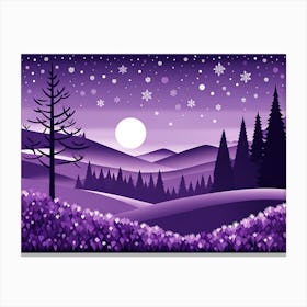 Purple Christmas Night, Christmas concept art, Christmas vector art, Vector Art, Christmas art, Christmas moon, Christmas Canvas Print