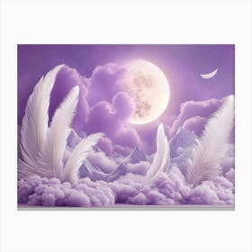 Dreamy Sky With White Feathers Canvas Print