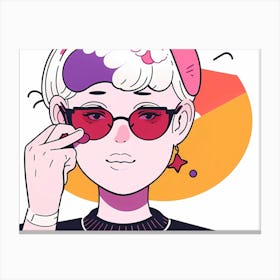 Girl With Pink Hair And Sunglasses Canvas Print