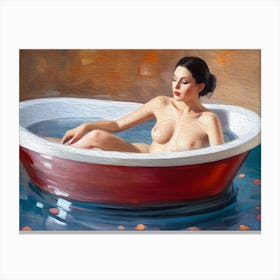 Nude Woman In Bathtub 5 Canvas Print