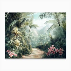 Jungle Path, Tropical Forest landscape Canvas Print