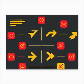 An Abstract Set Of Flat Design Navigation Icons Consisting Of Pointer With Red And Yellow Color Sche 2 1 Canvas Print