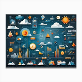 An Array Of Geometric Styles Forming An Abstract Interface Encapsulating The Elements Of Weather T Canvas Print