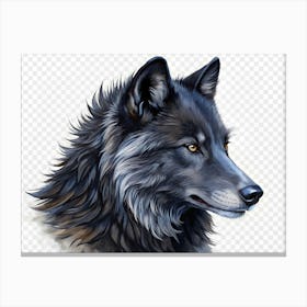 Wolf Portrait With Yellow Eyes And Gray Fur Canvas Print