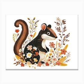 Little Floral Skunk Canvas Print