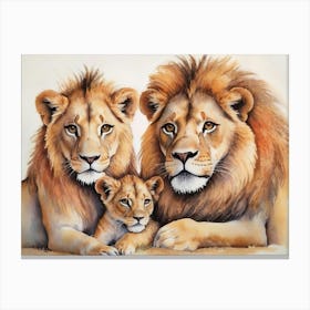 Family Of Lions 1 Canvas Print