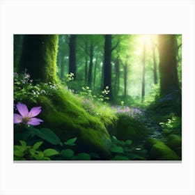 Vibrant Spring Greenery In The Forest Canvas Print