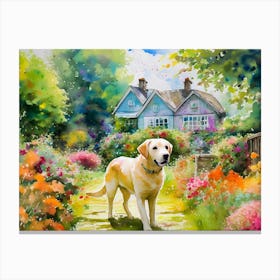 Labrador Dog In The Garden Canvas Print