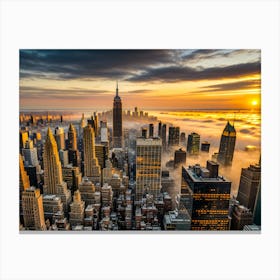 Sunrise Over New York City - Ai Canvas Print