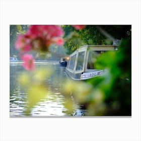 The Flowering Look Of A Boat On The Canals Of Londons Little Venice // Travel Photography Canvas Print