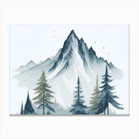 Mountain And Forest In Minimalist Watercolor Horizontal Composition 211 Canvas Print