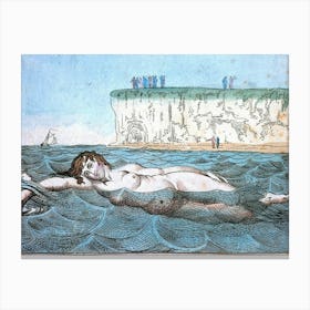 Mermaid Floats In The Sea Canvas Print