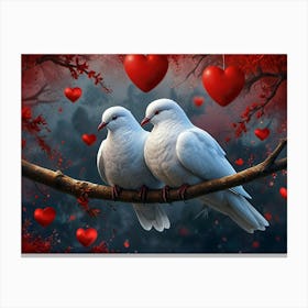 Doves In Love Canvas Print