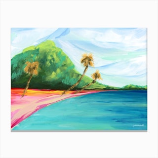 Hawaiian Palm Tree Beach Landscape Ii Canvas Print