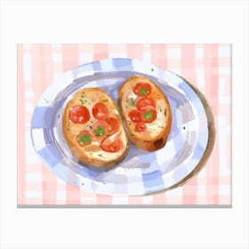 A Plate Of Bruschetta, Top View Food Illustration, Landscape 1 Canvas Print