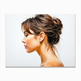 Side Profile Of Beautiful Woman Oil Painting 31 Canvas Print