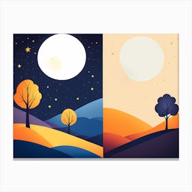 DAY AND NIGHT VECTOR ART 3 Canvas Print