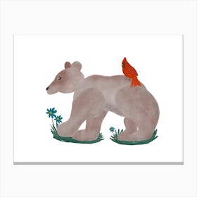 Woodland Bear Card Canvas Print