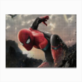Spiderman No Way Home In A Pixel Dots Art Style 1 Canvas Print