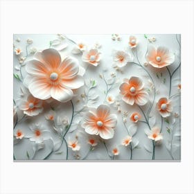 3d Flowers On A White Background Canvas Print