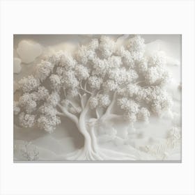 3d Art with White Floral Tree Pattern 1 Canvas Print