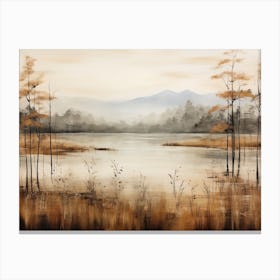 A Painting Of A Lake In Autumn 47 Canvas Print