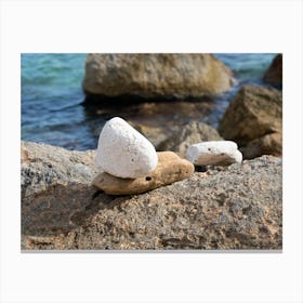 Stones, cliffs and Mediterranean Sea Canvas Print