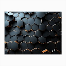 Elegant Seamless Pattern Black 3d Hexagonal Geometric Shape 2 Canvas Print