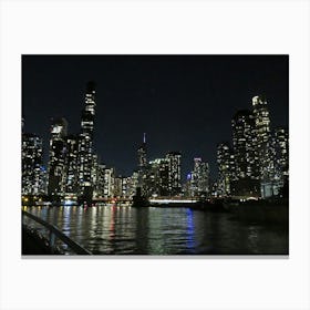 City Cityscape Night River Lights Buildings Skyscrapers Urban Downtown Chicago Architecture Canvas Print
