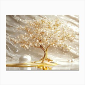 3d Golden Tree and Pearl Canvas Print