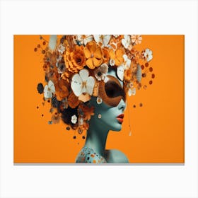 Woman With Flowers On Her Head 2 Canvas Print