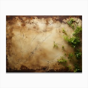 Rusty Frame With Green Plants Canvas Print