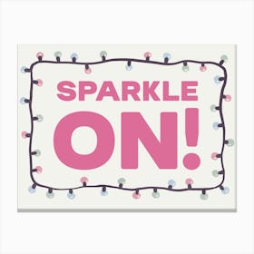 Sparkle On. Whimsical Christmas Garland with Bulbs Illustration with Quote Canvas Print