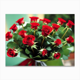 Bouquet Of Red Roses Canvas Print