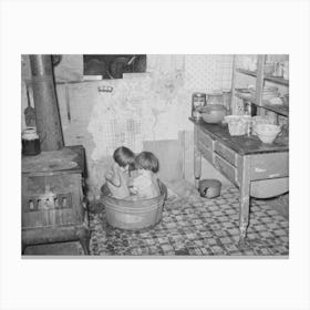 Children Taking Bath In Their Home In Community Camp, Oklahoma City, Oklahoma, See General Caption 21 By Canvas Print